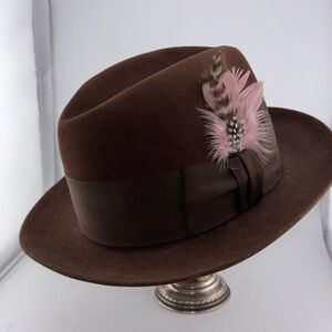 John B Stetson Royal brown Fedora Dress Hat For Men Vintage Size 7 *READ*​